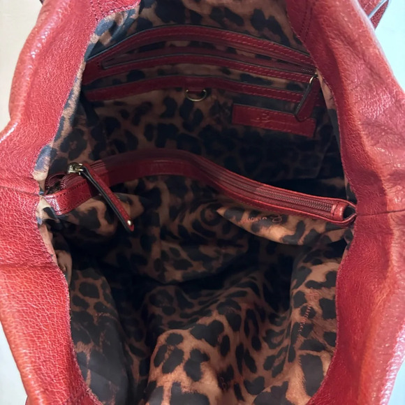 B MAKOWSKY Shoulder Bag Leather Leopard Print  Lining Magnetic Closure handbag - Picture 8 of 11